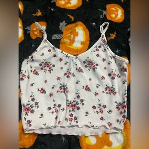 Shein White Flower Crop Tank